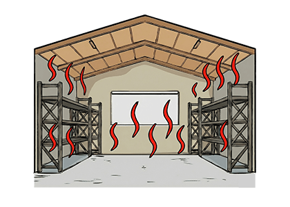 倉庫に空調設備がないイメージ