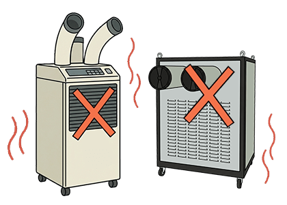 スポットクーラーが冷えず、効果がないイメージ